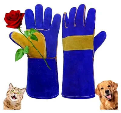 Produktbild von 14 Zoll Tierhandschuhe für Katzen, geeignet für Gartenarbeit und Tierpflege (blau, Einheitsgröße)