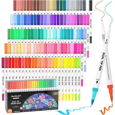 Productafbeelding van Dubbele penseelpennen, fijnliners met twee punten, aquarelverf, 120 kleuren