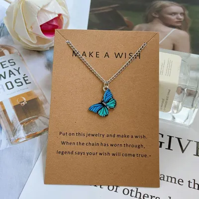 Produktbild von Niedliche Schmetterlings-Anhänger-Halskette, schlichter modischer Damen-Schmuck, Geburtstagsgeschenk