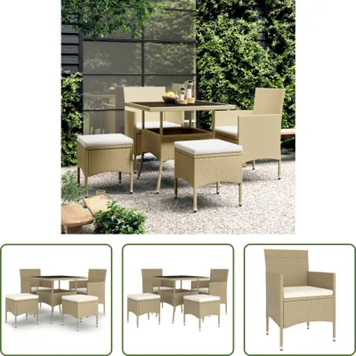 Produktbild von The Living Store 5-tlg. Garten-Essgruppe Poly Rattan Beige