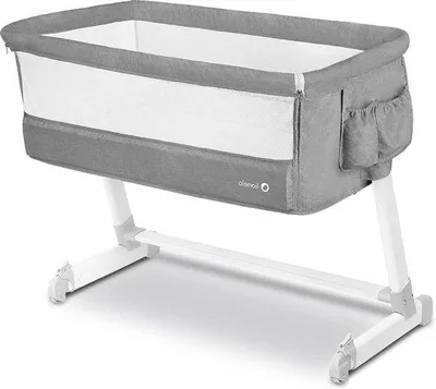 Produktbild von Famanu Kinderbett 94 x 58-70 x 67-82 cm - Höhenverstellbar mit Rollen und Moskitonetz