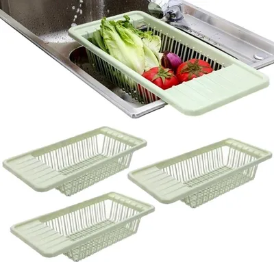 Obrázok produktu pre sada 3 plastových odkapávačov do drezu - kuchynský odkapávač - 3 kusy odkapávačov do kuchynského drezu - priechodná odkapávacia mriežka - odkapávací kôš vo farbe svetlozelenej