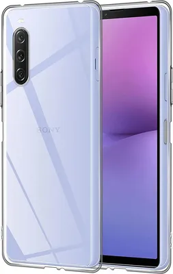 A clear protective case for a Sony Xperia 10 V smartphone, showing the back and front of the phone.