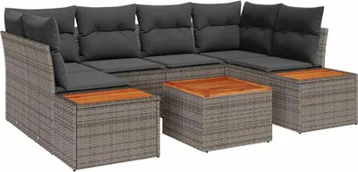 Immagine prodotto di Set divano da giardino vidaXL con cuscini, 6 pezzi, grigio, in polyrattan