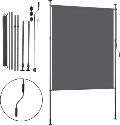 Produktbild von Jayseuw Senkrechtmarkise Außenrollo 150 x 270 cm Balkonrollo mit Handkurbel Sichtschutz Vertikalmarkise ohne Bohren Sonnenschutz Windschutz Anthrazit