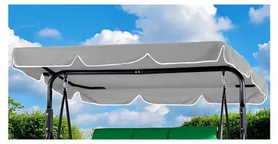 Produktbild von Wasserdichtes Dach für Hollywoodschaukel, Ersatzdach mit Klettverschluss, Dach für Gartenschaukel mit 4 verstellbaren Tunnel (Grau)