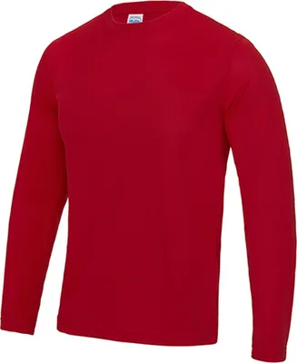 Produktbild von Just Cool JC002 | Herren Long Sleeve Cool Trainings longsleeve T-Shirt - Farbe: Fire Red - Größe: L