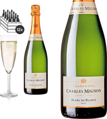 Produktbild von 12er Karton Champagne Blanc de Blanc Brut von Charles Mignon (12 x 0,75 l)