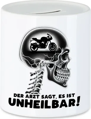 Produktbild von Der Arzt sagt es ist unheilbar Motorradfahrer Spardose - Motorrad im Kopf Geschenk