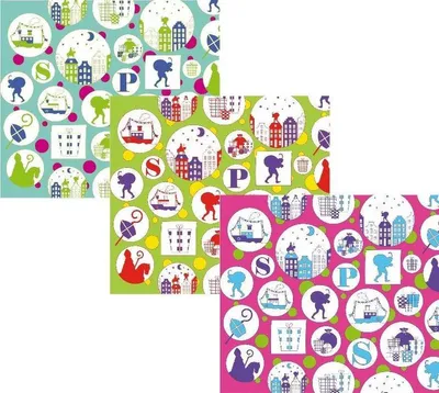 Productafbeelding van Silhouet Sinterklaaspapier Inpakpapier Cadeaupapier - 200 x 70 cm - 5 rollen
