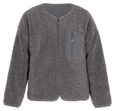 Produktbild von Damen Jacke grau Größe L, wendbar, lockere Passform, mit Reißverschluss und Brusttasche, Maritime-Kollektion