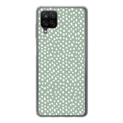 Produktbild von MuchoWow® Handyhülle Schutzhülle Hülle für Samsung Galaxy A12 Polka dots - Grün - Weiß Silikon Softcase Handy Hülle - Bild