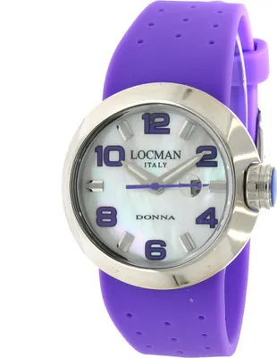 Produktbild von 042100MWNVT0SIV Italy Damenuhr Donna lila Kautschuk Ref. 0421 Locman