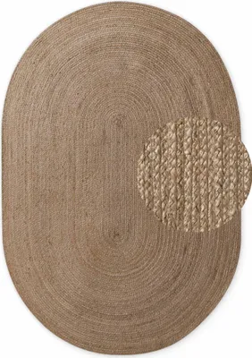 Immagine prodotto di 160x230 ovale cm Pezzo tappeto Juta intrecciato 106006 Grigio Marrone ovale