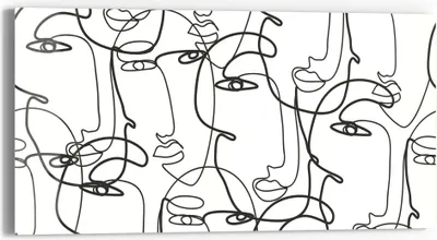 Produktbild von DEQORI Glasbild Echtglas 60x30 cm 'Linien formen Gesichter' Wandbild Bild modern Deko