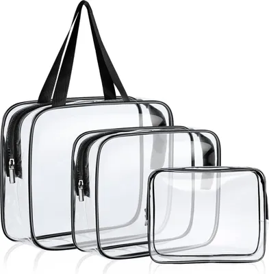 Produktbild von Wasserdichte Reise-Toilettentaschen, 3er-Pack, PVC, transparent