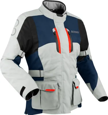 Image de Veste textile imperméable pour femme Bering Siberia, gris/bleu/rouge, 46
