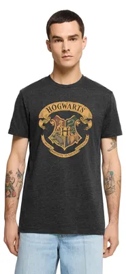 Produktbild von Spreadshirt Harry Potter Hogwarts Wappen Männer Premium T-Shirt, L, Anthrazit meliert