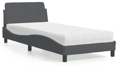 Produktbild von vidaXL Bett mit Matratze "Dover" Dunkelgrau 80x200 cm Samt