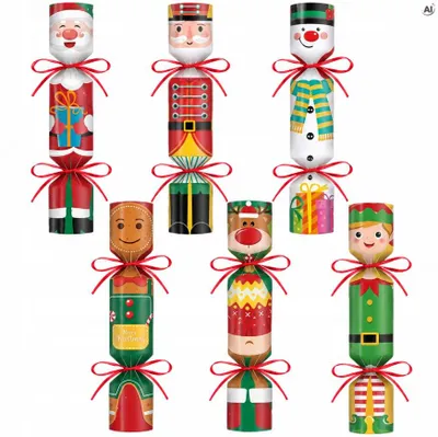 Produktbild von Weihnachtsknallbonbons 6er Set - Geschenkverpackung in Bonbonform für Weihnachten
