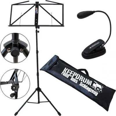 Image de keepdrum MUS3BK Pied à musique noir avec lumière