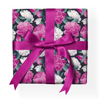 Produktbild von Klassisch elegantes Blumen Geschenkpapier mit Pfingstrosen, weiß rosa - G23099, 32 x 48cm