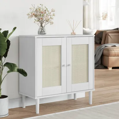 Produktbild von vidaXL Sideboard SENJA Rattan-Optik Weiß 80x35x80 cm Kiefernholz