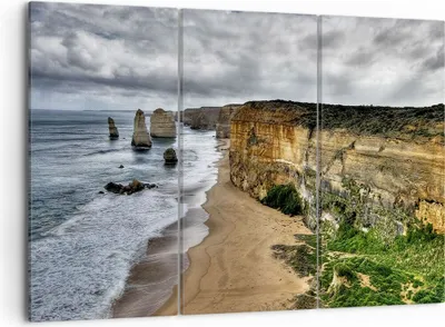 Produktbild von Bild auf Leinwand - Leinwandbild - Strand Ozean Landschaft - 105x70cm - Wand Bild - Wanddeko - Leinwanddruck - Bilder - Kunstdruck - Wanddekoration - Leinwand bilder - Wandkunst - CE105x70-0141
