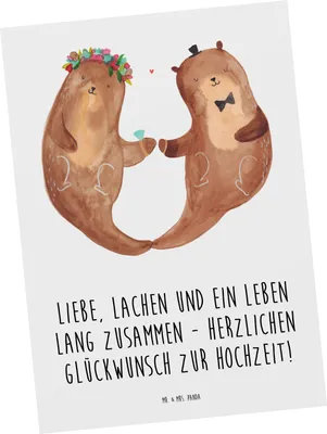 Produktbild von Mr. & Mrs. Panda Postkarte Hochzeit Liebe Lachen - Weiß - Geschenk, Wünsche zur, Design, einzelkarte, Ansichtskarte, Postkarten, Ansichtskarten, Hochzeitstag, Geschenke