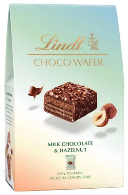 Zdjęcie produktu dla Lindt Choco Wafer, wafle z mlekiem i orzechami laskowymi, pokryte mleczną czekoladą, 135g