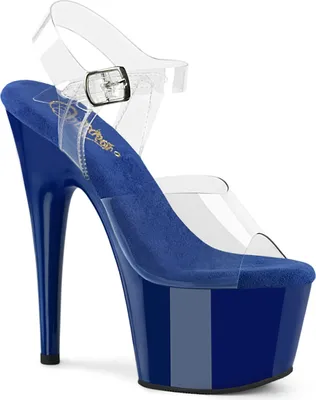 Produktbild von ADORE-708 Pleaser y Damen High-Heels Damen Plateausandaletten klar königsblau