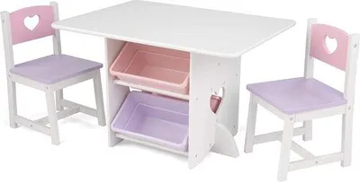 Obrázek produktu pro Dřevěná sada se 2 židlemi a úložnými boxy, nábytek do dětského pokoje nebo herny, bílá s pastelovými barvami