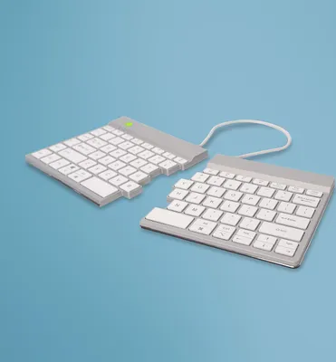 Zdjęcie produktu dla R-Go Tools Ergonomiczna R-Go Split Break klawiatura, z oprogramowaniem do robienia przerw, QWERTY (US), Bluetooth, biała, Bezprzewodowy, Bluetooth, Przełącznik nożycowy, QWERTY, Biały