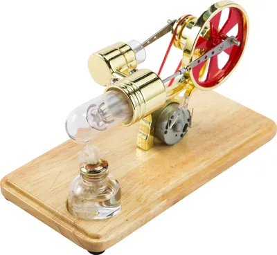 Obrázek produktu pro Stirlingův motor stavebnice generátor energie horkovzdušný motor model fyzikální generátor model s LED světlem setrvačník design vědecký experiment dřevěná základna DIY vzdělávací hračka