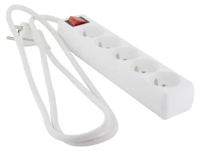 Immagine prodotto di Blocco 5 x 16 A con interruttore – 1,5 m – bianco (FR)