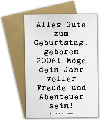Produktbild von Mr. & Mrs. Panda Grußkarte Spruch 2006 Geburtstag - Weiß - Geschenk, dankeskarten, Geburtstagsgeschenk, osterkarten, Geburtstagsparty, Geboren am, osterkarte, Schenken