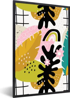 Produktbild von MuchoWow® MuchoWow® Gerahmtes Poster Blatt - Muster - Dschungel 60x90 cm - Poster mit zchwarzem Bilderrahmen - Kunst
