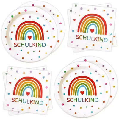 Productafbeelding van Regenboog Feestservies voor Eerste Schooldag en Verjaardagen