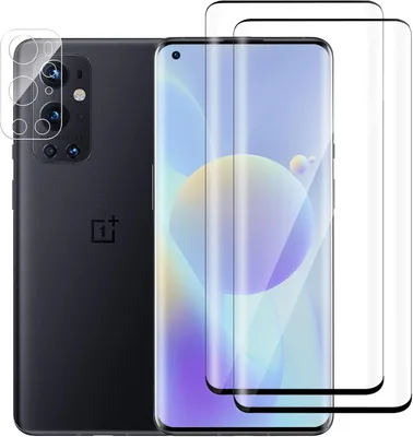 Image de 2 protections en verre trempé 9H pour OnePlus 9 Pro, avec bords arrondis et protection pour l'appareil photo