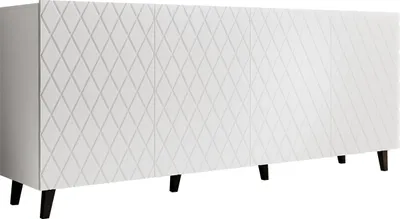 Produktbild von MIRJAN24 Kommode Asti, Wohnzimmer Highboard mit 4 Türen, Stilvoll Fronten gefräst, Ohne Griffe (Farbe: Weiß)