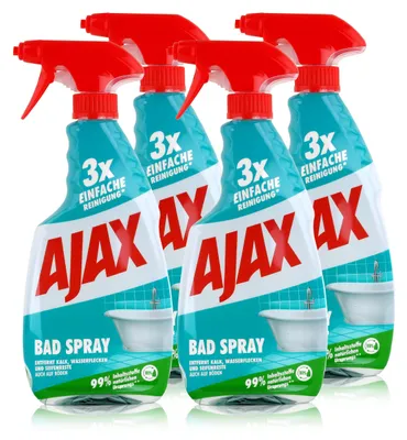 Produktbild von Ajax Bad Spray Badreiniger 500ml - Entfernt Kalk & Seifenreste (4er Pack)