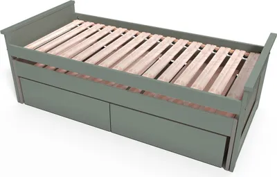 Produktbild von Ausziehbares bett 90x200 Maxi aux Massivholz mit Schubladen - Grau