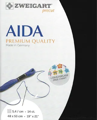 Produktbild von AIDA Zweigart Precut 14 ct. Stern Aida 3706, Farbe 720 (schwarz). Stoff für Kreuzstich, 48 x 53 cm