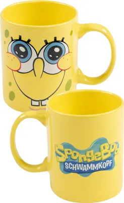 Produktbild von Spongebob Schwammkopf 3D Tasse - Face Kaffeetasse Becher Kaffeebecher aus Keramik Gelb 320 ml