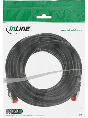 Produktbild von InLine Patchkabel, S/FTP (PiMf), Cat.6, 250MHz, PVC, Kupfer, schwarz, 25m, 25 m, Cat6, S/FTP (S-STP), RJ-45, RJ-45, Schwarz