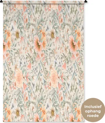 Produktbild von MuchoWow® Wandteppich Wandbehang Blumen - Sonnenblume - Pastell - Muster 120x180 cm Tapisserie Dekoration Wandtuch - Schlafzimmer - Dekorationen für das Haus