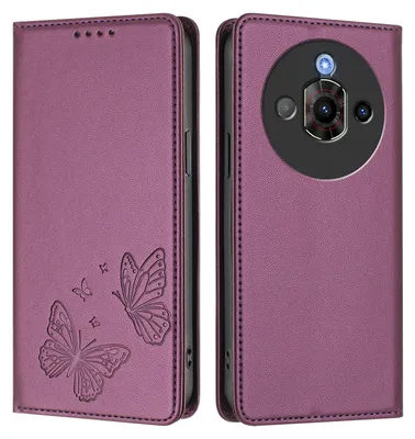 Image de Étui en cuir pour ZTE Nubia Focus Pro 5G, motif papillon, étui portefeuille à rabat avec support, violet