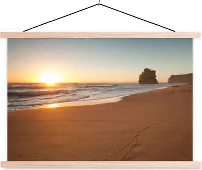 Produktbild von MuchoWow® Textilposter Strand - Sonne - Himmel 120x80 cm mit holzfarbenen Rahmen - Aufhängeset
