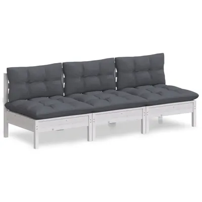 Produktbild von vidaXL 3-Sitzer-Gartensofa mit Anthrazit Kissen Massivholz Kiefer