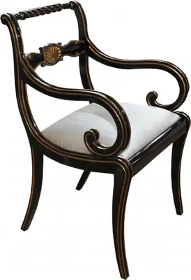 Produktbild von Casa Padrino Luxus Barock Stuhl mit Armlehnen Schwarz / Gold / Creme - Luxus Schreibtisch Stuhl